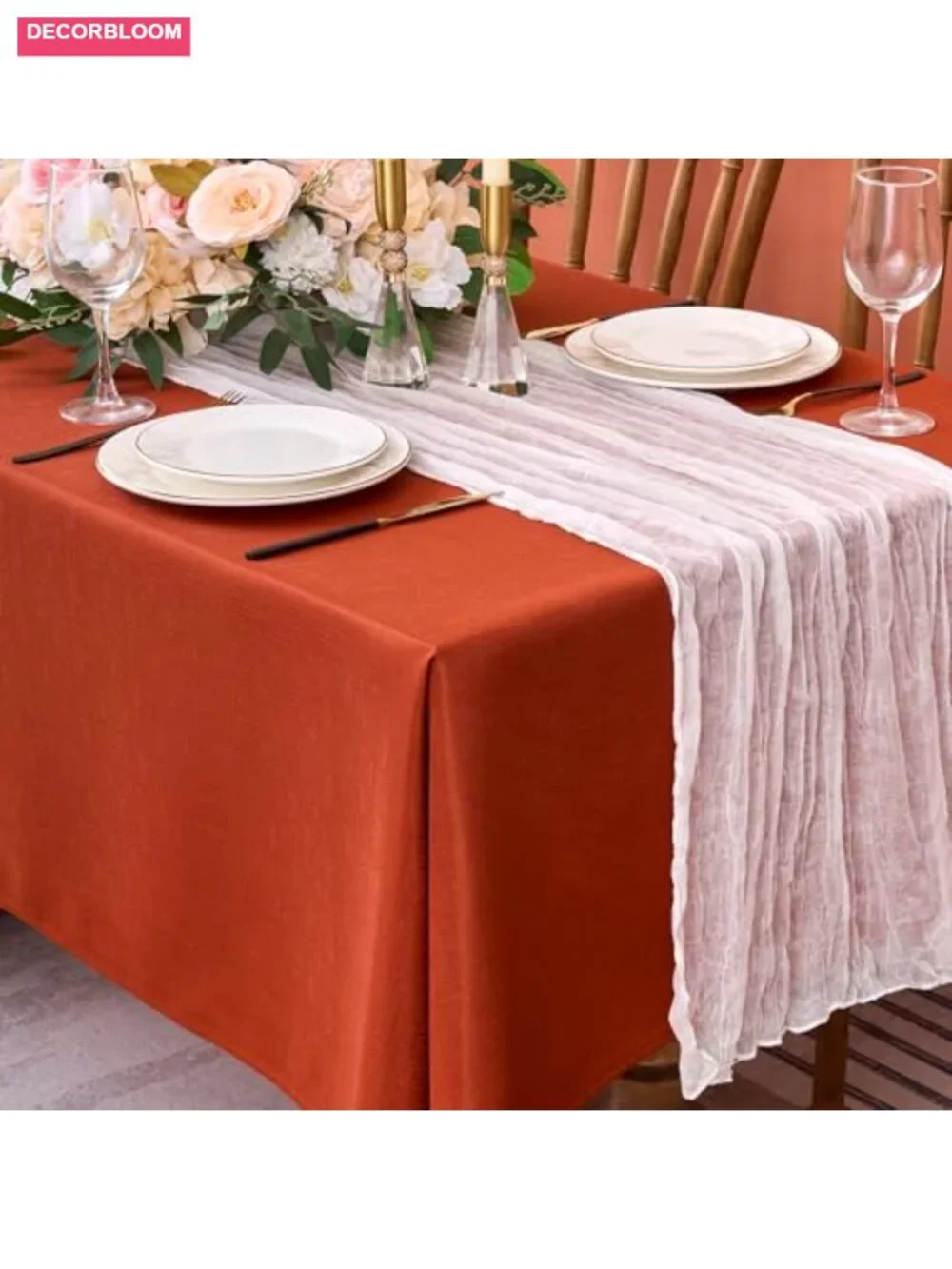 2 Pack Faux Linen Rectangle Tablecloths 54x78 Inch